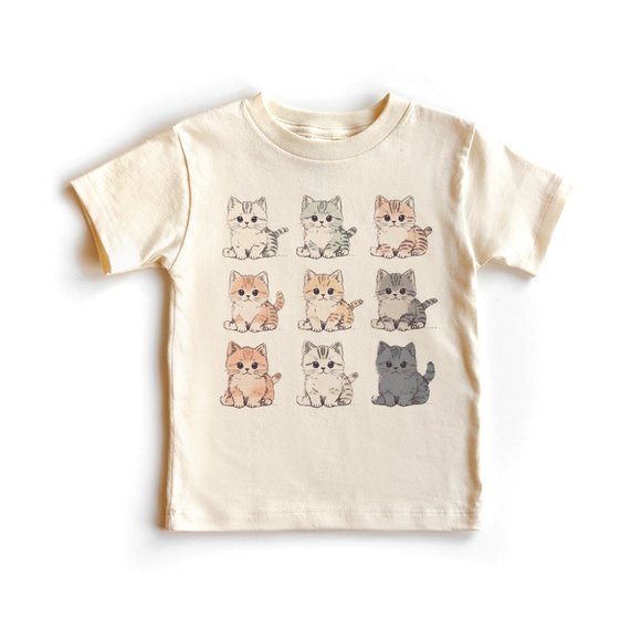 Aurlex Tees Other - Cute Kittens In A Row Kitty Cat Toddler & Youth Shirt - Natural Graphic Tee